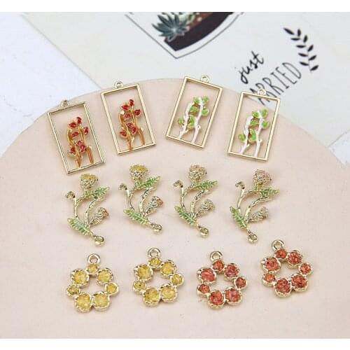 10pcs Flower Korean Earrings for Women Fashion Palace Branches Pendant Trendy Statement Earrings Sweet Diy Jewelry Accessories