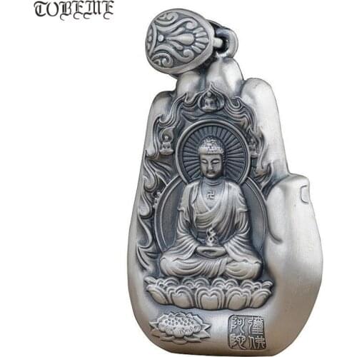 100% 999 Silver Eight Buddha Statue Amulet Pure Silver Buddhist Buddha Statue Pendant the Chinese Zodiac Good Luck Pendant