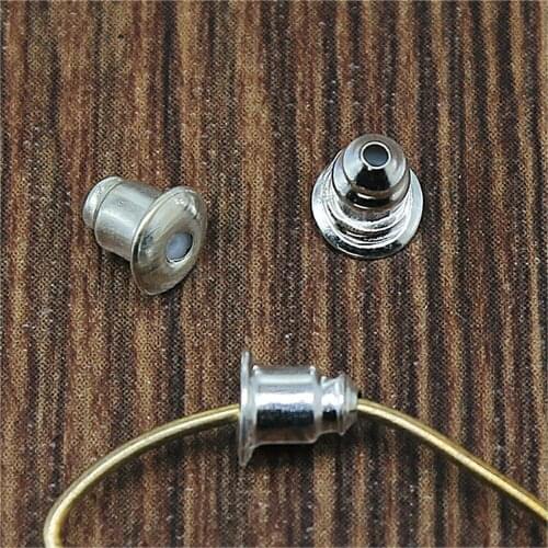 100pcs 4 Colors 6x5mm Earring Back Stud Earring Back Stoppers Ear Post Jewelry Findings & Components DIY Jewelry Accessories