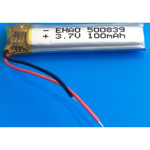 3.7V 100mAh lipo rechargeable battery 500839 lithium polymer for MP3 bluetooth watch pen MID headset headphon video pen