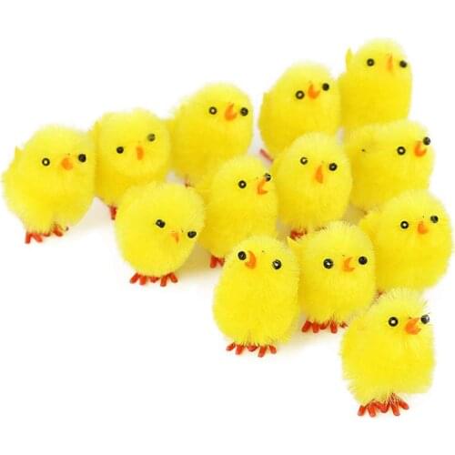 36Pcs Simulation Easter Yellow Chick Mini Artificial Toys Plush Home Decor Toys 4cm Plush Chicken Easter Gift for Children NSV77