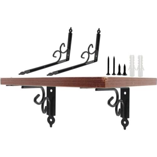 4Pcs Shelf Brackets,Wall Mounted Floating Shelf Bracket,Right Angle Shelving Hardware,Heavy Duty Thicken Iron Brace 250x164x25mm