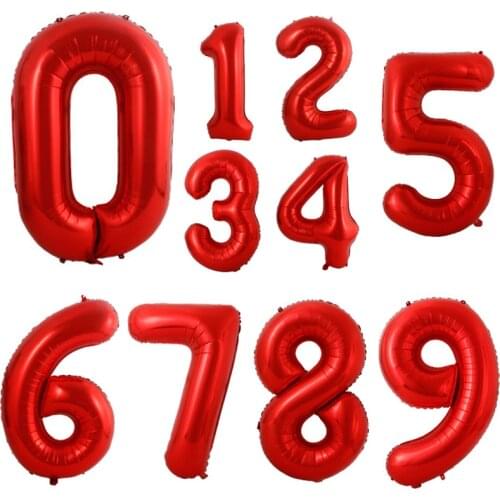 40inch Red Air Helium Aluminium Foil Number Balloons 0-9 Birthday Wedding Engagement Party Decor Globos Kids Supplies