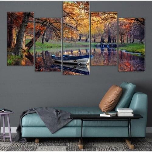 5 panel canvas wall art Forest water Painting For living Room Home Decoration posters and prints canvas art