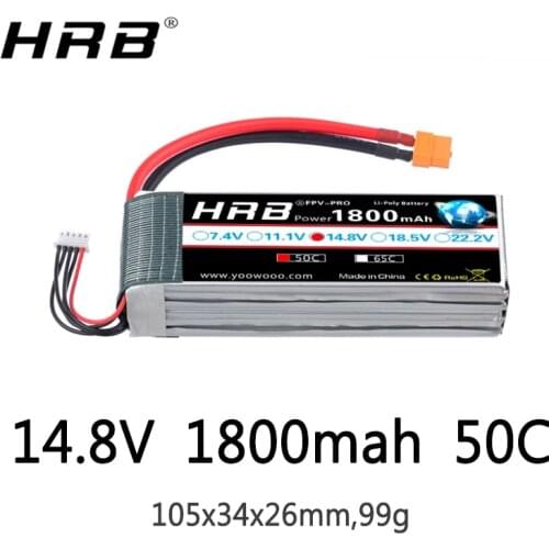 HRB Lipo 4S Battery 14.8V 1800mah 50C XT60 For Fishing Bait Boats Buggy Cars Airplane Hobby RC Parts T TRX EC5 XT90 Deans Female