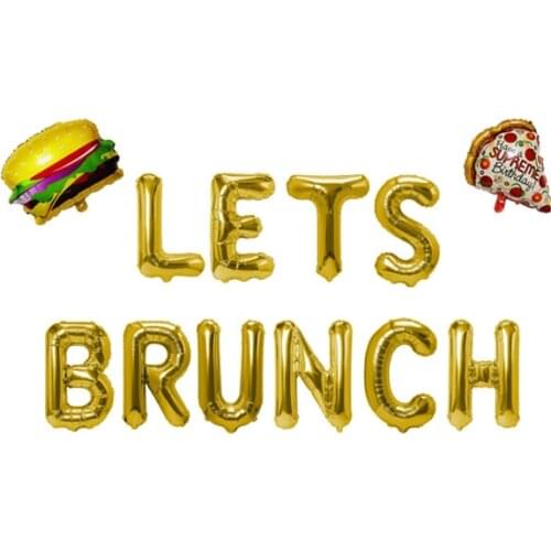 Lets Brunch Banner Mylar Foil Balloon Hanging for Bachelorette Dirty Thirty Party Decor Brunch Decorations