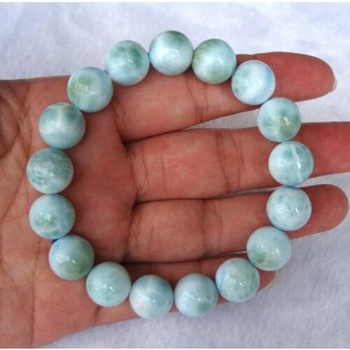 Free Shipping Natural Larimar Round 12mm Beads Bracelet Women Jewelry Accessories Weddings Parties Birthday Gift
