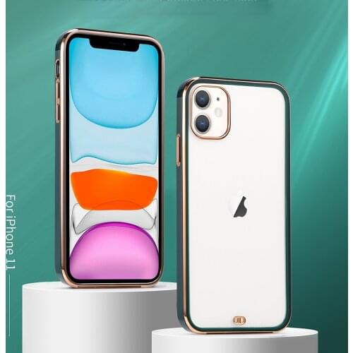 Square Electroplate Straight Edge Phone Case for IPhone12 Case 11 Pro Max X XS XR 7 8 Plus Transparent Soft Silicone Back Cover