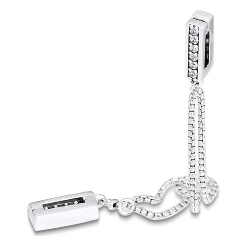 CKK Silver 925 Jewelry Reflexions Sparkling Safety Chain Clip Charm Fits Original Reflexions Bracelet