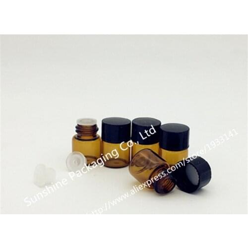 High Quality 1ml Mini Amber Glass Dropper Vial Protable Empty Cosmetic Containers Essential Oil Bottles Makeup Empty 500pcs/lot
