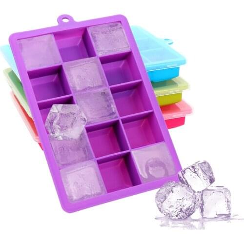 DIY Ice Mold 15-Hole Chocolate Mould With Lid Square Shape Whisky Ice Tray Ice Cream Maker Silicone Ice Cube Mold