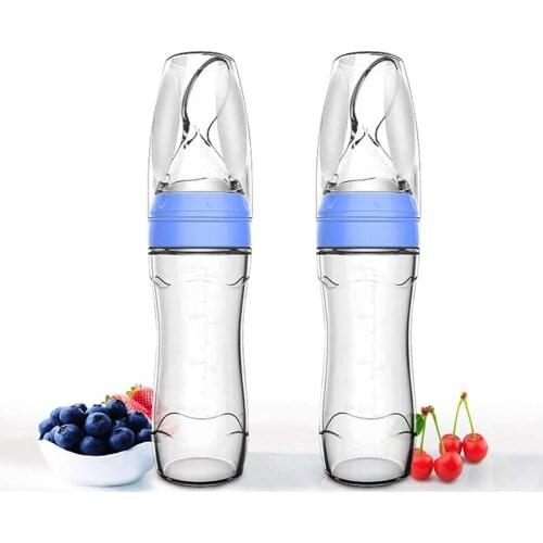 Hot 2 PCS Silicone Baby Food Dispensing Spoon (120Ml, Ideal for 4 Months Babies) - Squeeze Feeder with Spoon - Spoon Bottle for