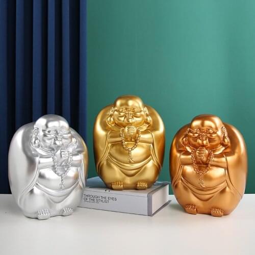 Creative Resin Crafts Maitreya Buddha Piggy Bank Home Living Room Entrance Chinese Lucky Decoration Housewarming Opening Gift