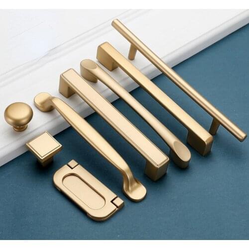 Kitchen Handles Style Matte Gold Cabinet Handles Solid Aluminum Alloy Kitchen Cupboard Pulls Drawer Knobs Furniture Hardware