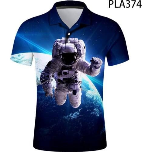 2020 Summer Astronaut Short Sleeve Polo Homme Streetwear Men Camisas Ropa 3D Printed Polo Shirt Fashion Casual Harajuku Cool