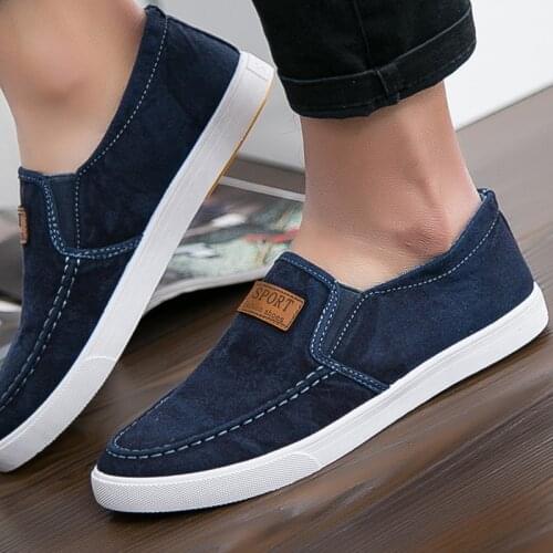 Mens shoes casual Denim Male sneaker Slip on Loafers Men Canvas Shoes Breathable Soft Flat Driving Shoes mens casual 2020