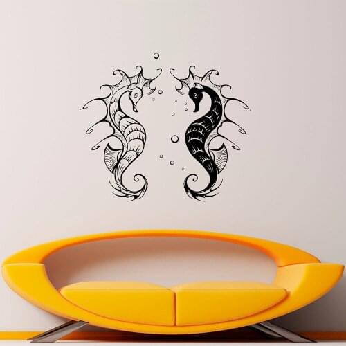 Sea Horses Wall Decal Marine Fish Vinyl Window Sticker Sea Ocean Theme Bedroom Bathroom Nursery Home Decor Waterproof Mural Q805