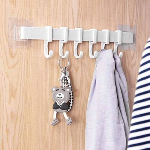 Kitchen Storage Hook Holder 6 Hooks Wall Door Holder Hanger Rack For Bathroom Kitchen Multifunction Organizer Hook Up Supplies