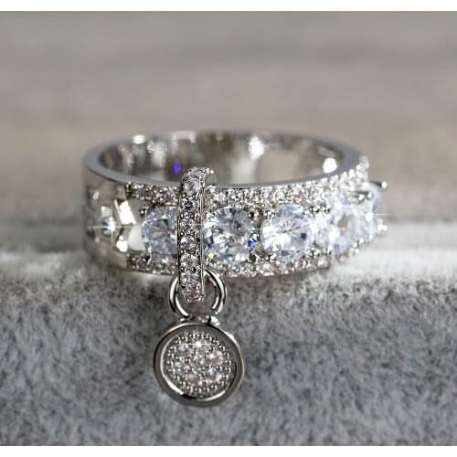 2020 New Arrival Vintage Zircon Wedding Rings For Woman Silver Color Luxury Shine Engagement Ring Fashion Jewelry Party Gift