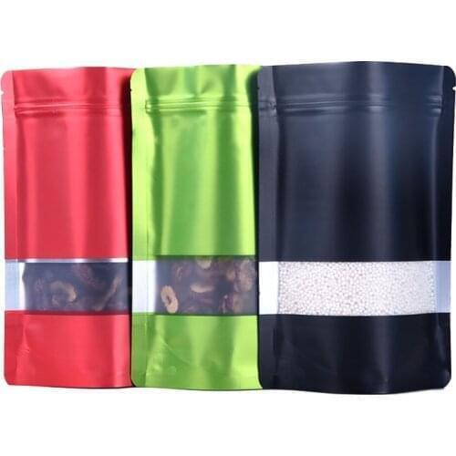 Recyclable Matte Clear Front Ziplock Storage Bags Metallic Mylar Eco Plastic Stand Up Pouches Food Package Bags For New Year