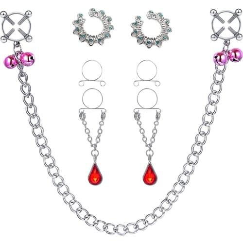 Fake Nipple Rings for Women Non-Piercing Nipplerings Piercing Women Clip On Nipple Rings Stainless Steel Nipple Piercing