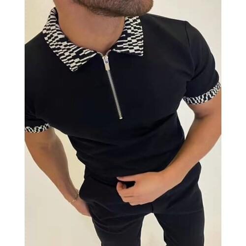 2021 New Summer Men Polo Shirt Short Sleeve Slim Zipper turn-down collar printing Clothes Smart Casual Male Tee Shirts Top