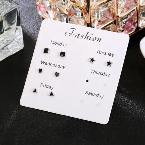2021 One Week Earrings Set for Women Stars Heart Snowflake Starfish Crytal Cute Earrings Fashion Jewelry 6 Pairs/set