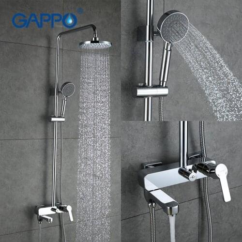 GAPPO Shower Faucets Set Rainfall Shower Head Bathtub Mixer Faucet Tap Bathroom Stainless Shower Adjustable Slide Bar Shower Tap
