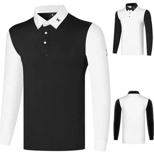 2021 Golf Sports Clothes Long-Sleeved Mens Autumn New Breathable and Quick-Drying Polyester Casual Outdoor PoloT-Shirt High Top