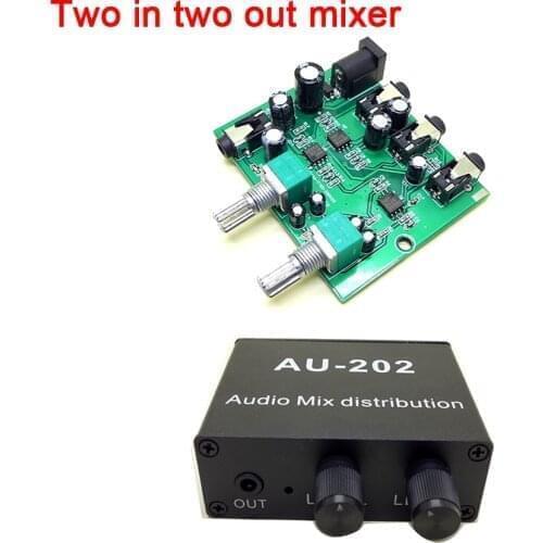 Stereo Audio Mixer Two IN Two Sound Source Volume Control For Headphone POWER Amplifiers Power AMP 2 Way Input Output