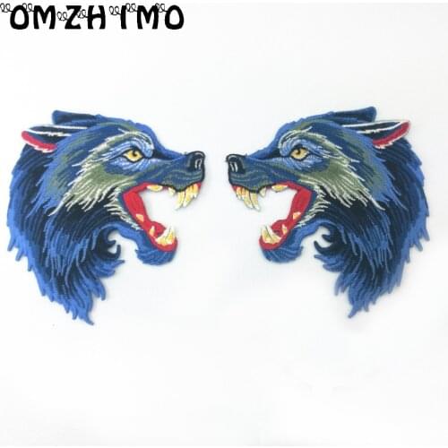1pcs high quality wolf sew on patch for clothing DIY Stripes Motif Appliques Garment Water soluble parches Clothes Embroidered