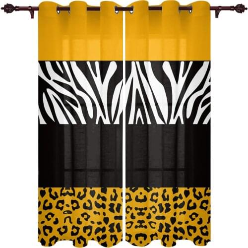 Yellow Leopard Zebra Stripes Window Curtains Kitchen Bedroom Drapes Home Decor Luxury Curtains for Living Room