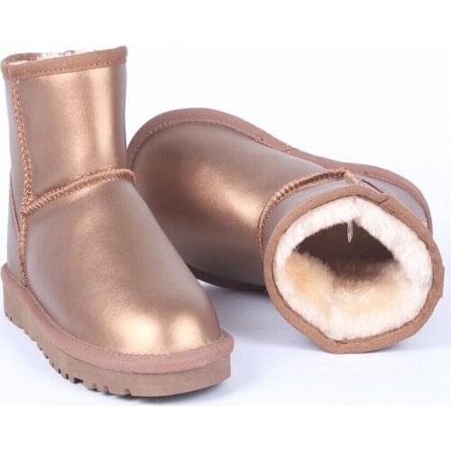 Genuine Leather 2020 Women Snow Boots Warm Winter Boots Women Ankle Boots Warm Winter Shoes Thick Plush Flats Shoes