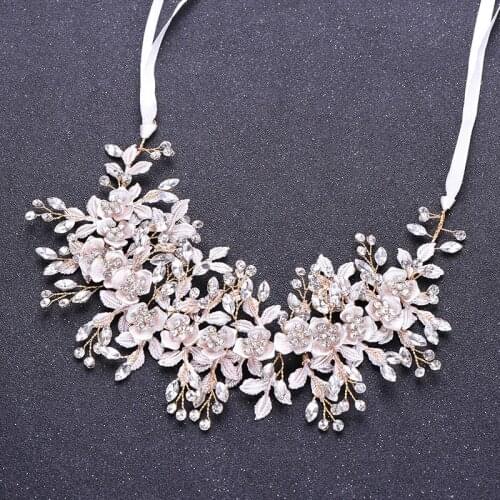 Bride Hair Jewelry Leaf Crystal Hair Accessories Hair Band Wedding Headwear Headband Crown Queen Brides Tiara