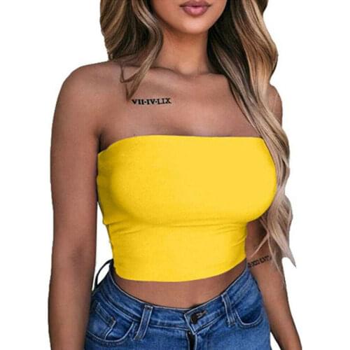 2020 new Hot Sexy Women Strapless Top Sexy Sleeveless Crop Top Elastic Boob Bandeau Tube Tops Shirt Cami Top