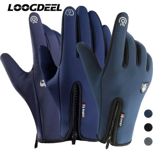 LOOGDEEL Winter Thermal Ski Gloves Men Women Skiing Fleece Waterproof Windproof Snowboard Gloves Touch Screen Snow Warm Mittens