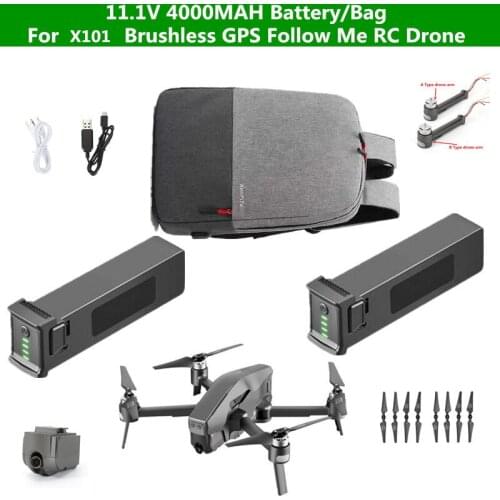 11.1V 4000MAH battery Drone Bag For X101 4K Professional GPS Brushless WIFI FPV RC Drone Spare parts battery
