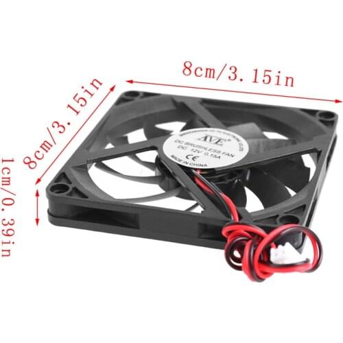 12V 2-Pin 80x80x10mm PC Computer CPU System Heatsink Brushless Cooling Fan 8010 Wholesalse