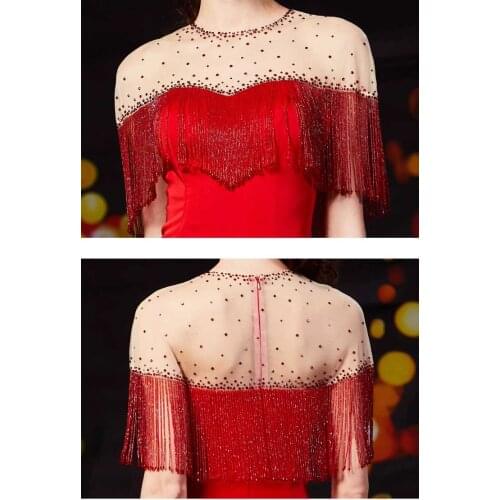 15cm Red beading Fringe Lace Ribbon Trim Fringe Tassel Tape Lace Trim for Curtain /Clothing Decoration