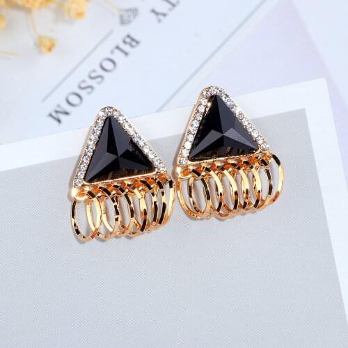 2019 New Design Temperament Geometry Triangle Drop Earrings For Woman Luxury Crystal Round Dangle Earrings Jewelry Brincos WX175