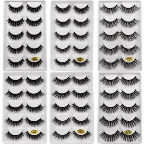 30pairs/lot false lashes mink eyelashes natural bulk fluffy mink lashes false lashes kit 6 packs eyelashes for makeups faux cils