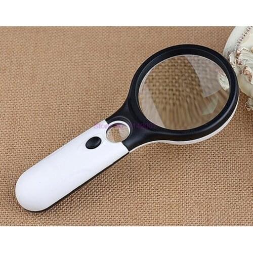 50pcs Handheld 3X 45X Illuminated Magnifier Microscope Magnifying Glass Reading for Seniors loupe Jewelry Repair Tool With 3 LED