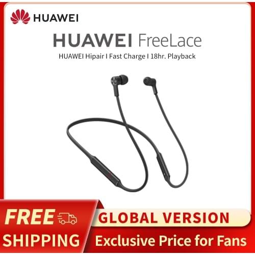 Huawei FreeLace Wireless Earphones, Genuine Dual-Mic Active Noise Cancellation Bluetooth In-Ear Headphones, 24 Hours