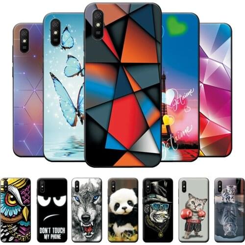 For Xiomi Redmi9A 4G Cases For Xiaomi Redmi 9A 4G Cover Soft Silicone Case Black Cute Boxer Cat TPU 6.53 inch Phone Back Bumper