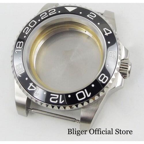 BLIGER Solid Stainless Steel 40mm Watch Case Sapphire Glass Rotaing Bezel Fit ETA 2836 Movement