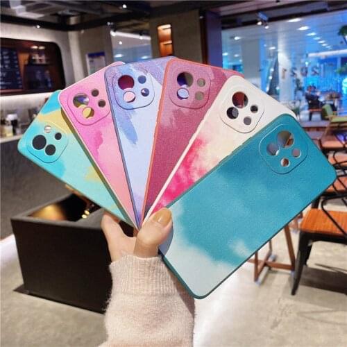 Square Watercolor Halo dyeing tpu Case for oppo A3S A12E A72 RENO 3 4G A53 A73 5G A52 A92 A72 A5 A9 A92S A31 2020 F11 F9 A5S A12