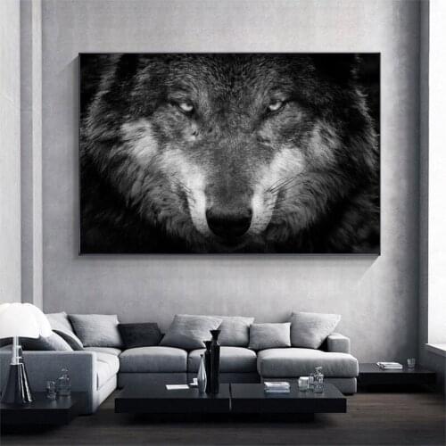 Black and White Wolf Wall Art Canvas Painting Nordic Animal Posters And Prints Minimalism Wall Pictures For Living Room Decor