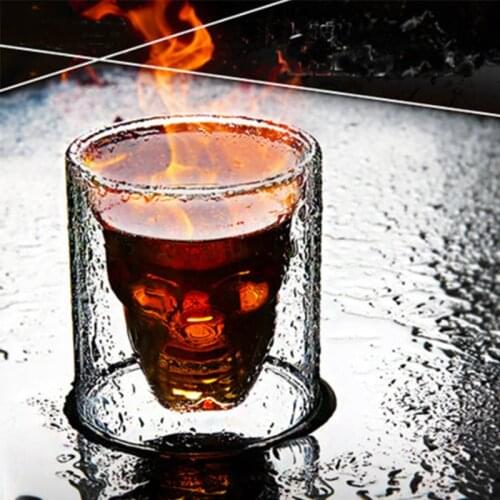 2-16PCS skull cup 25ML Double transparent glass beer whiskey vodka wine water champagne cocktail wine glasses Coffee milk mugs