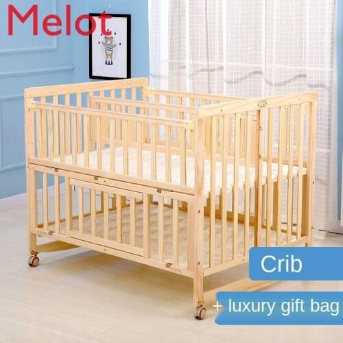 Twin crib solid wood lacquered twin bed multi-purpose cradle baby bb twin newborn baby rocke