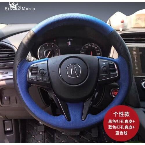 Customized Hand Sewn Leather Suede Steering Wheel Cover Set for Acura CDX TL Mdx RDX Zdx Car Accessories